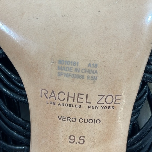 Rachel Zoe Black Odessa Block Heel Leather Strappy Mule Size 9.5 - Picture 12 of 13